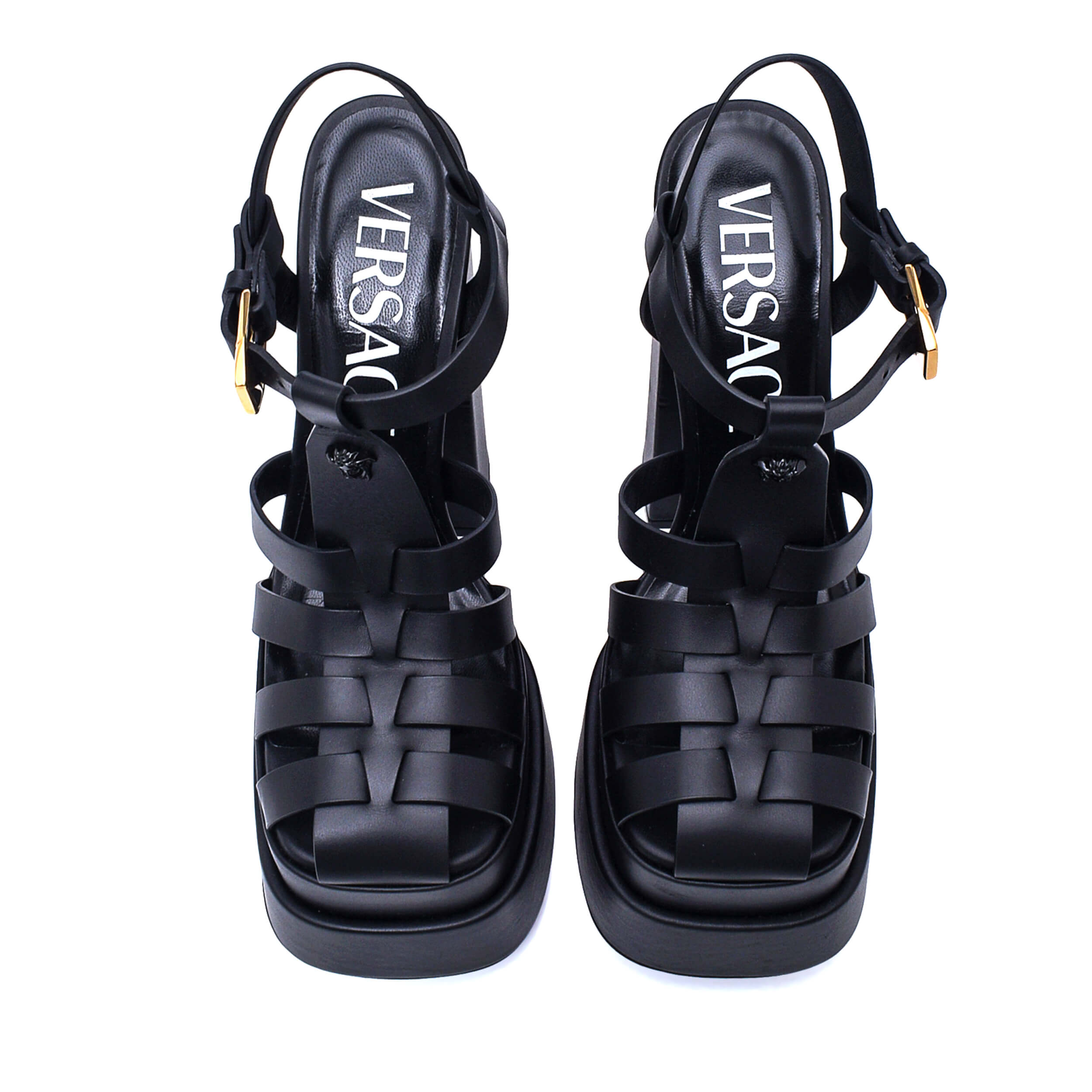 Versace - Black Leather La Medusa Platform Sandals / 39